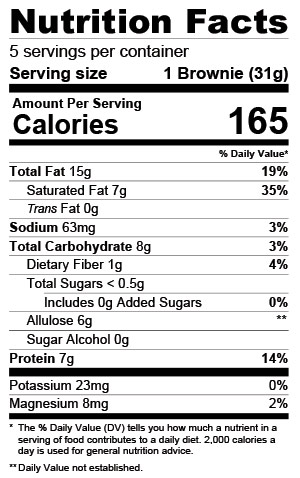 MariGold Chocolate Chip Cookie Dough Fat Bombs Nutritional Info Label