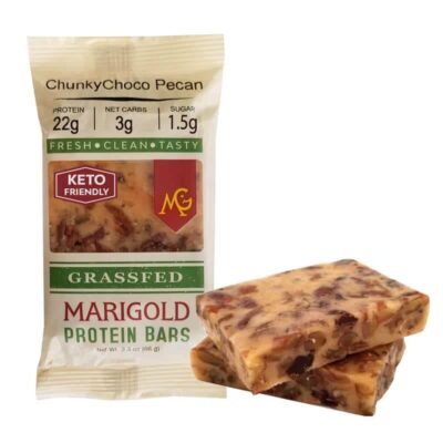 ChunkyChoco Pecan MariGold Bars Keto Friendly Truly Grass Fed Protein Bars