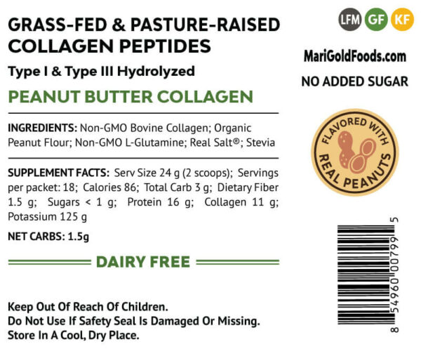 Collagen Peptides Peanut Butter Back Label