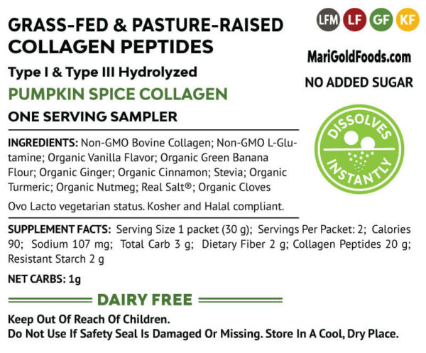 Pumpkin Spice Collagen 1 serving GO-PAK Label