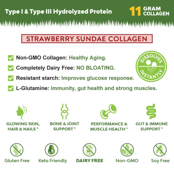 Collagen Peptides Strawberry Sundae Icons