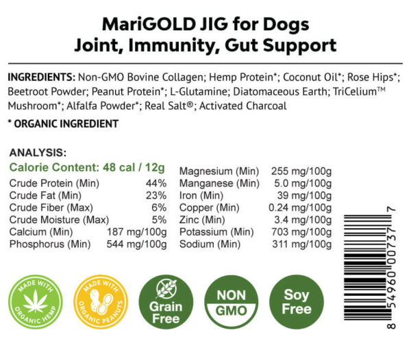 MariGold Dog Jig Back Label