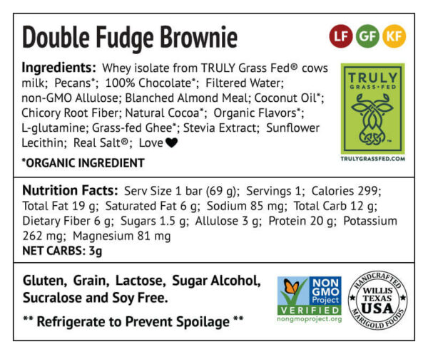 Double Fudge Brownie Back Label