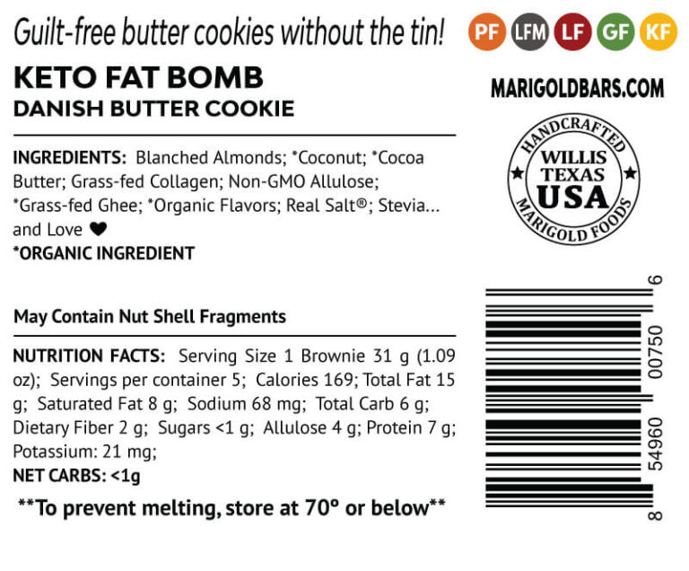 Danish Butter Cookie Fat Bomb Back Label