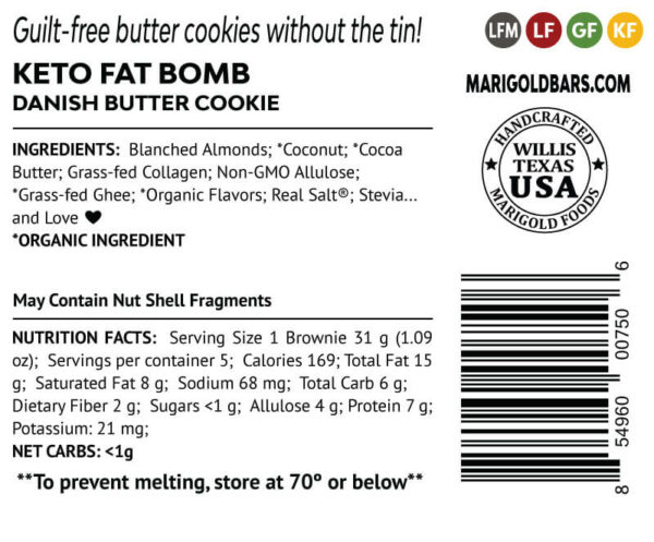 Danish Butter Cookie Fat Bomb Back Label