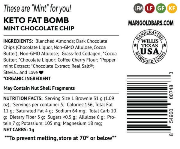 Mint Chocolate Chip Fat Bomb Back Label