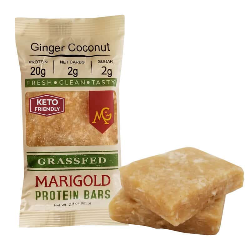 Ginger Coconut MariGold Bars Keto Friendly Truly Grass Fed Protein Bars