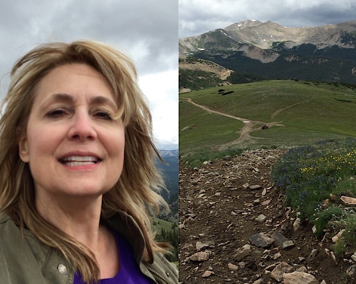 Owner of MariGold Bars, Mari Ann, on a hiking trip