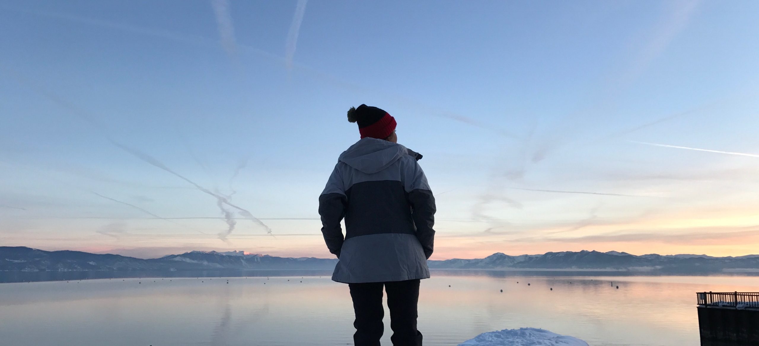 Winter Scene and Mountain Sunset