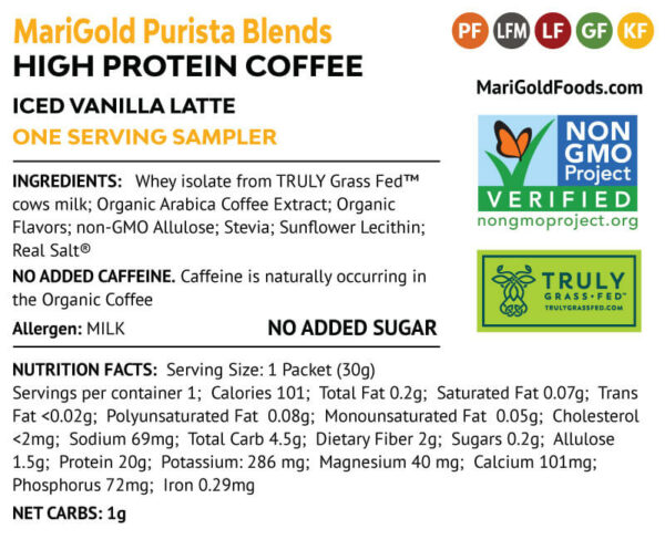 Iced Vanilla Latte Protein Coffee - 1 Serving GO-PAK Label