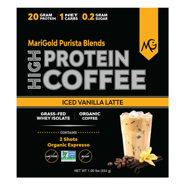 MariGold High Protein Coffee Iced Vanilla Latte Front label