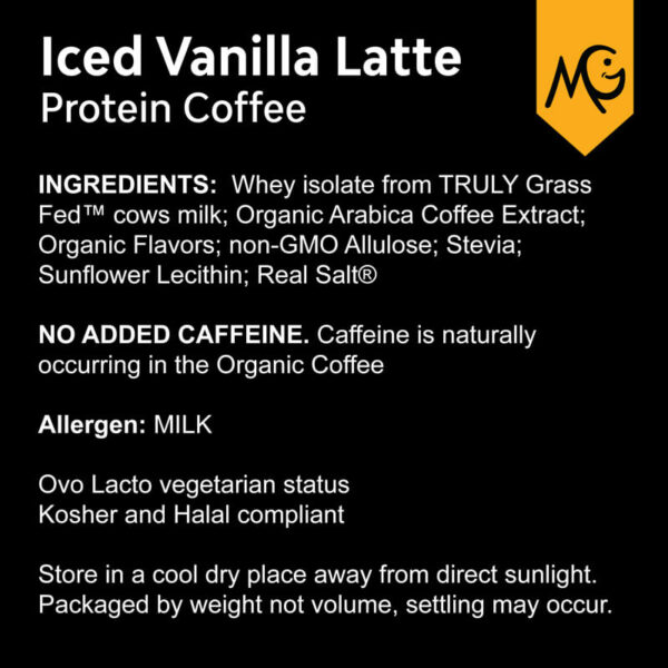 Iced Vanilla Latte High Protein Coffee MariGold Ingredients