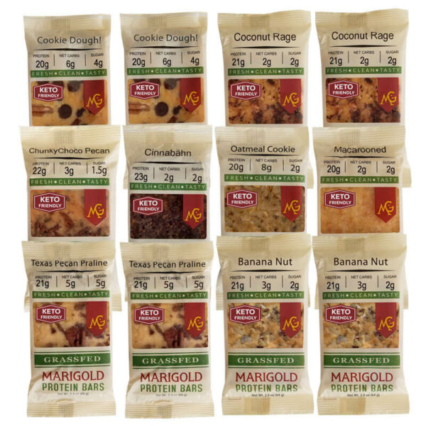 Low Prebiotic Fiber Sampler Pack MariGold Bars Protein Bars