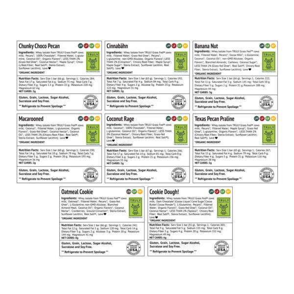 MariGold Low Prebiotic Fiber Sampler Pack Ingredients Labels