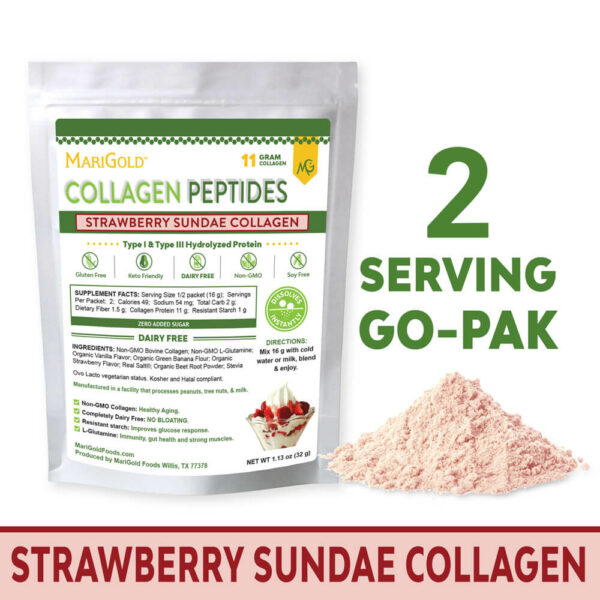 MariGold Strawberry Sundae Collagen Peptides Powder 2 Serving Sampler