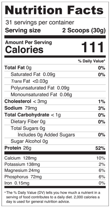 MariGold Truly Grassfed Whey Isolate Protein Powder Nutritional Information