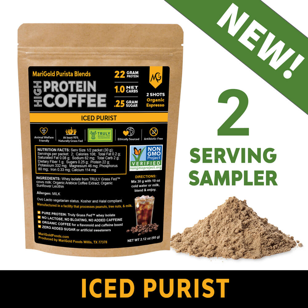 Two Serving Sampler of MariGold High Protein Coffee Iced Purist