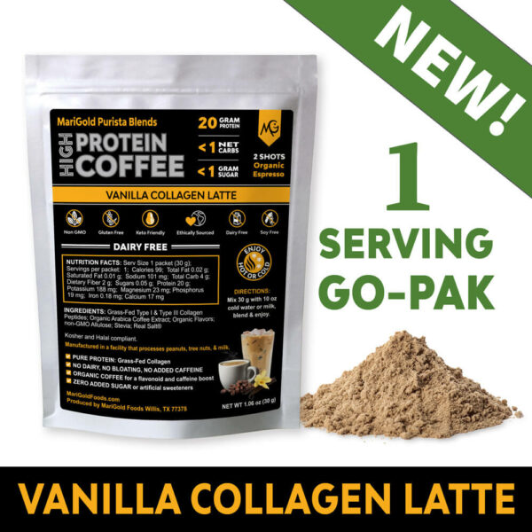 Vanilla Collagen Latte Protein Coffee – 1 Serving GO-PAK