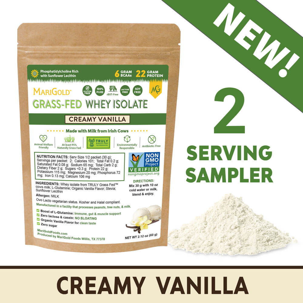 Two Serving Sampler of MariGold Whey Protein Isolate Creamy Vanilla