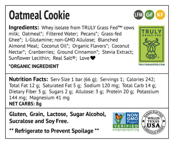 Oatmeal Cookie Back Label