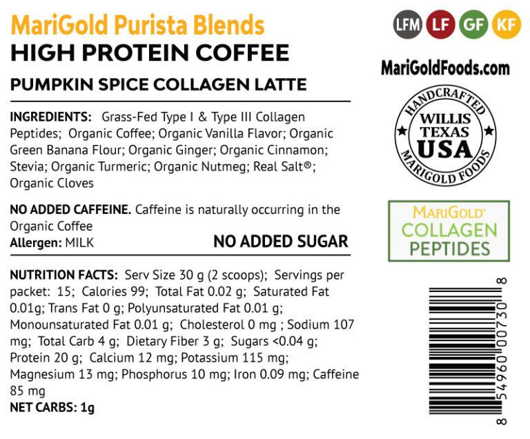 MariGold Pumpkin Spice Collagen Latte Nutritional Info