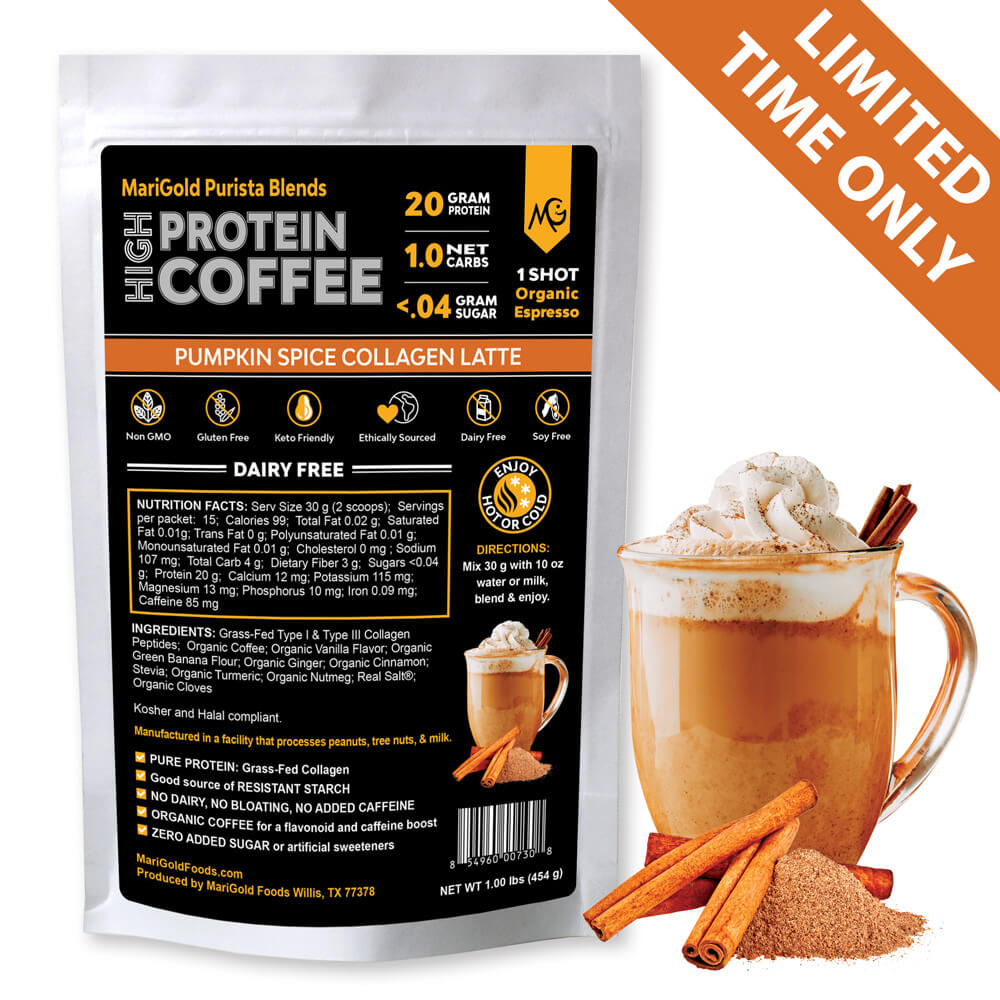 Limited Time Pumpkin Spice Collagen Latte High Protein Collagen Coffee