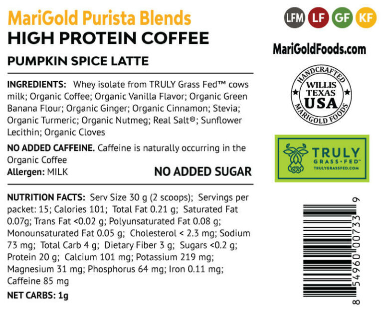 MariGold Pumpkin Spice Latte Nutritional Info