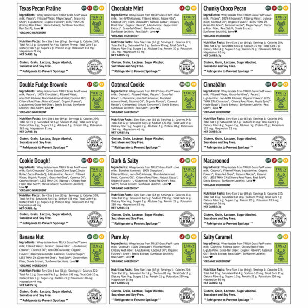 MariGold Sampler Pack Ingredients Labels