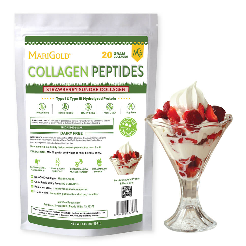 MariGold Strawberry Sundae Collagen Peptides Powder