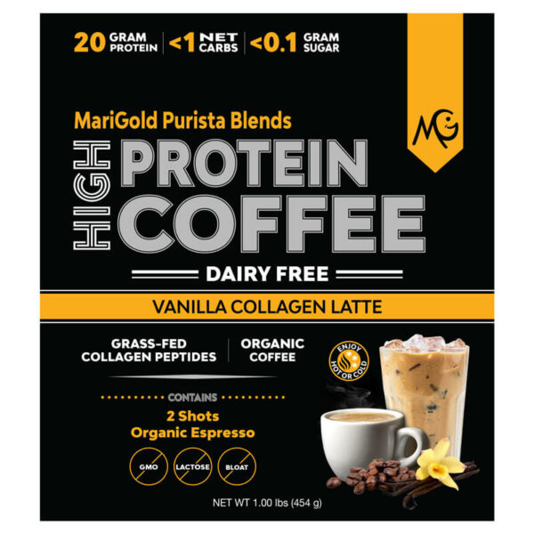 MariGold Collagen Protein Coffee - Vanilla Collagen Latte front panel