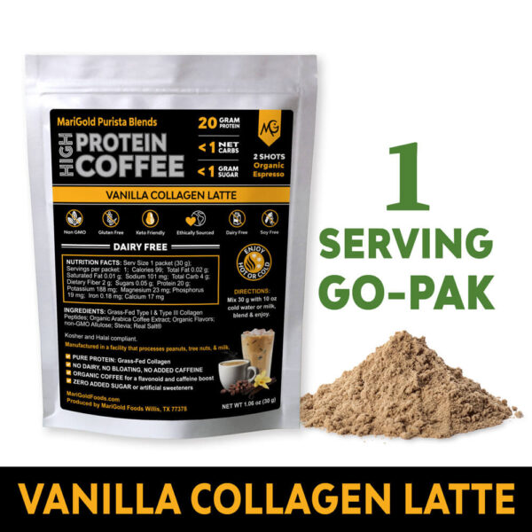 Vanilla Collagen Latte Protein Coffee – 1 Serving GO-PAK