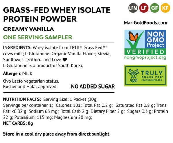 Whey Protein Isolate Creamy Vanilla – 1 Serving GO-PAK Label