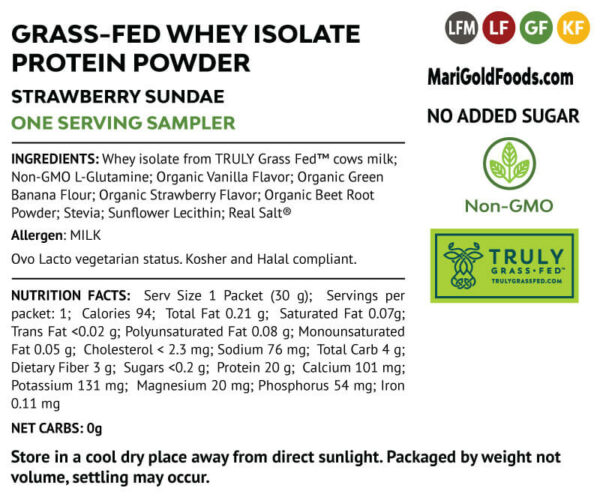 Whey Protein Isolate Strawberry Sundae – 1 Serving GO-PAK Label