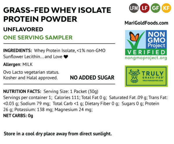 Whey Protein Isolate Unflavored - 1 Serving GO-PAK Label