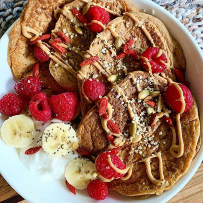 Banana Oat Protein Pancakes