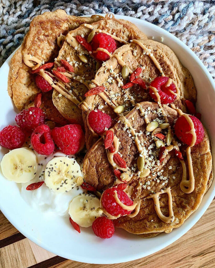 Banana Oat Protein Pancakes