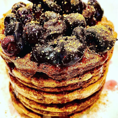 Blueberry Chocolate Protein Waffles