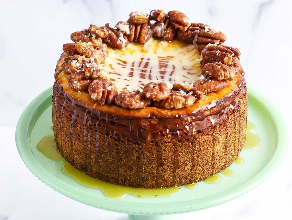 Browned Butter Carmel Pecan Cheesecake - low carb, sugar free