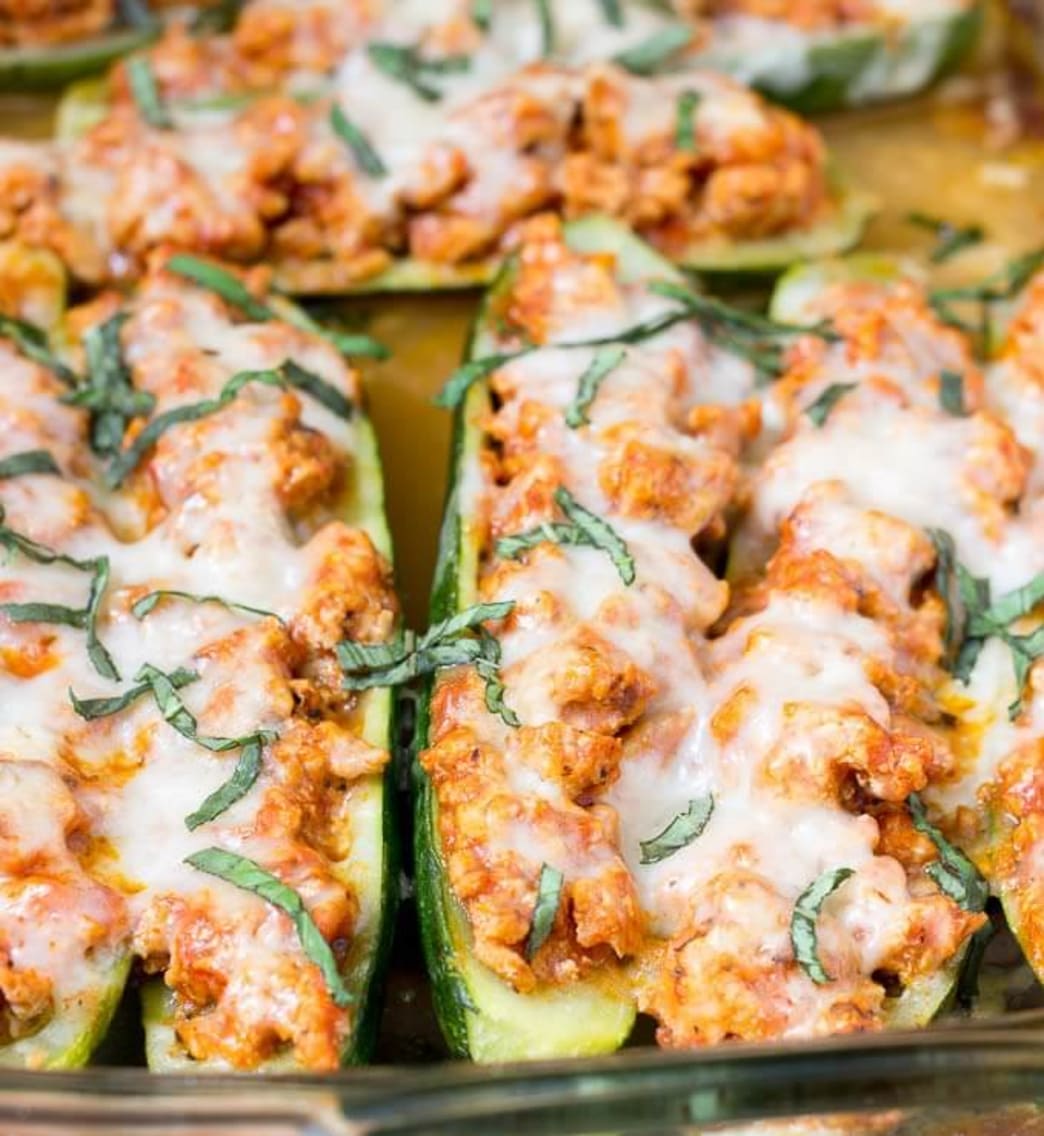 Chicken Parmesan Zucchini Boats