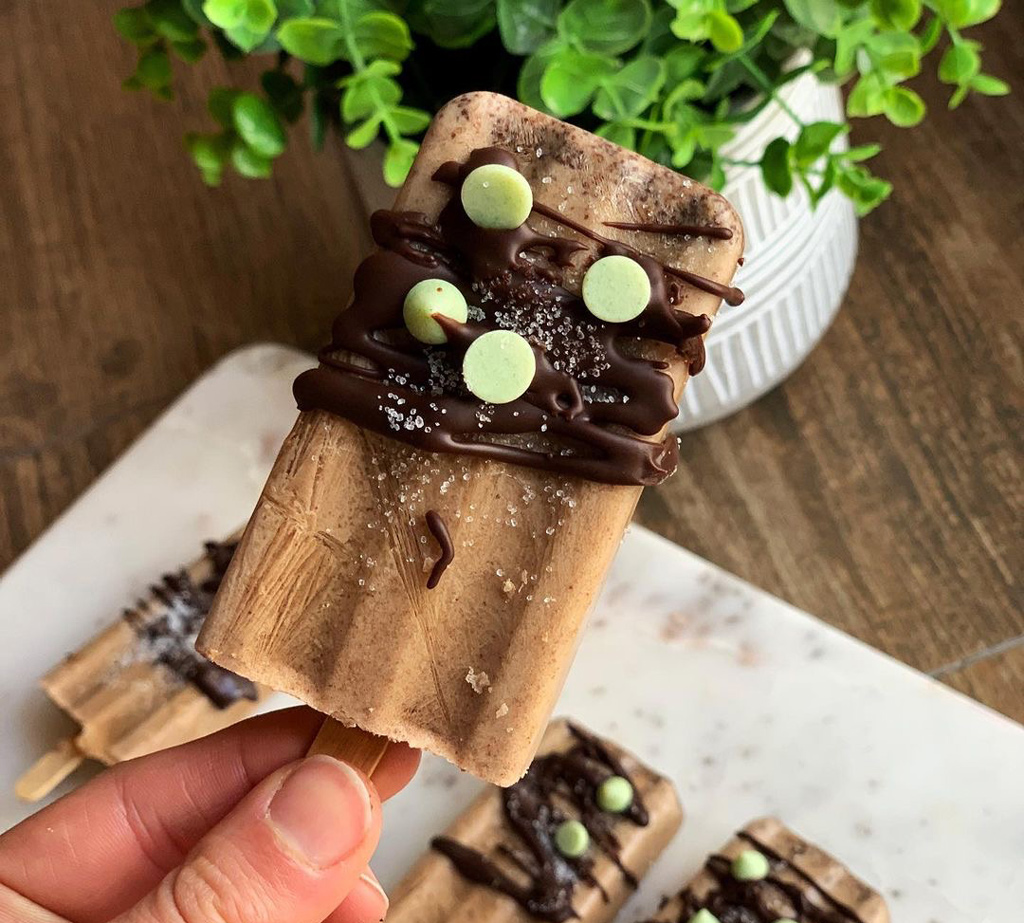 Chocolate Mint Cheesecake Popsicles