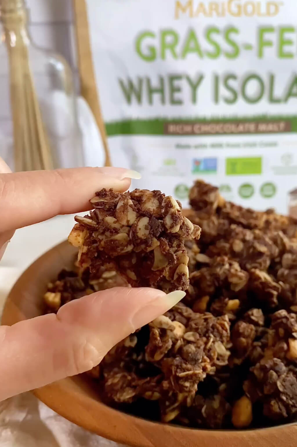 Chocolate Peanut Butter Protein Granola Bites