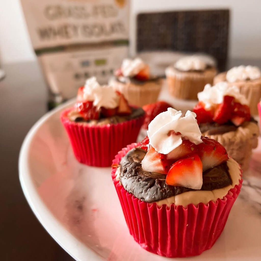 Chocolate Protein Cheesecake Cups using MariGold Whey Isolate Protein Powder Close Up