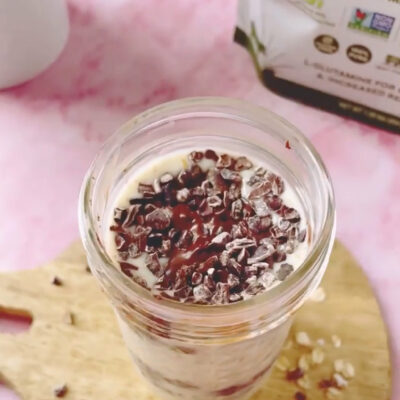 Chocolate Raspberry Protein Overnight Oats