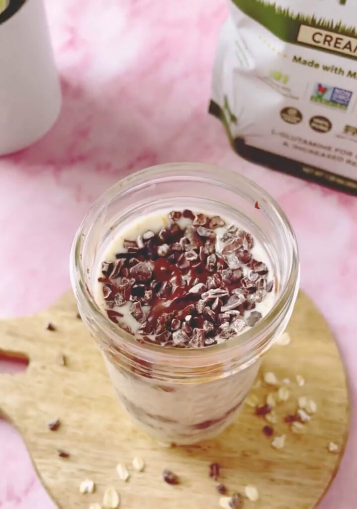 Chocolate Raspberry Protein Overnight Oats