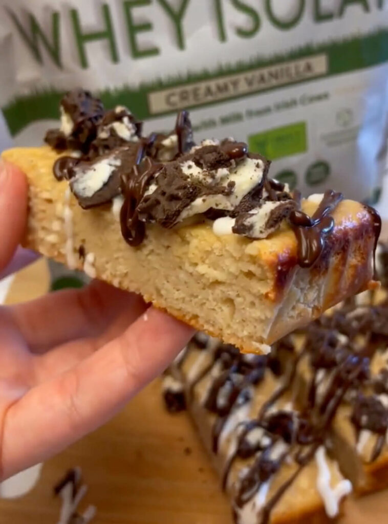 cookies and cream protein cake bars