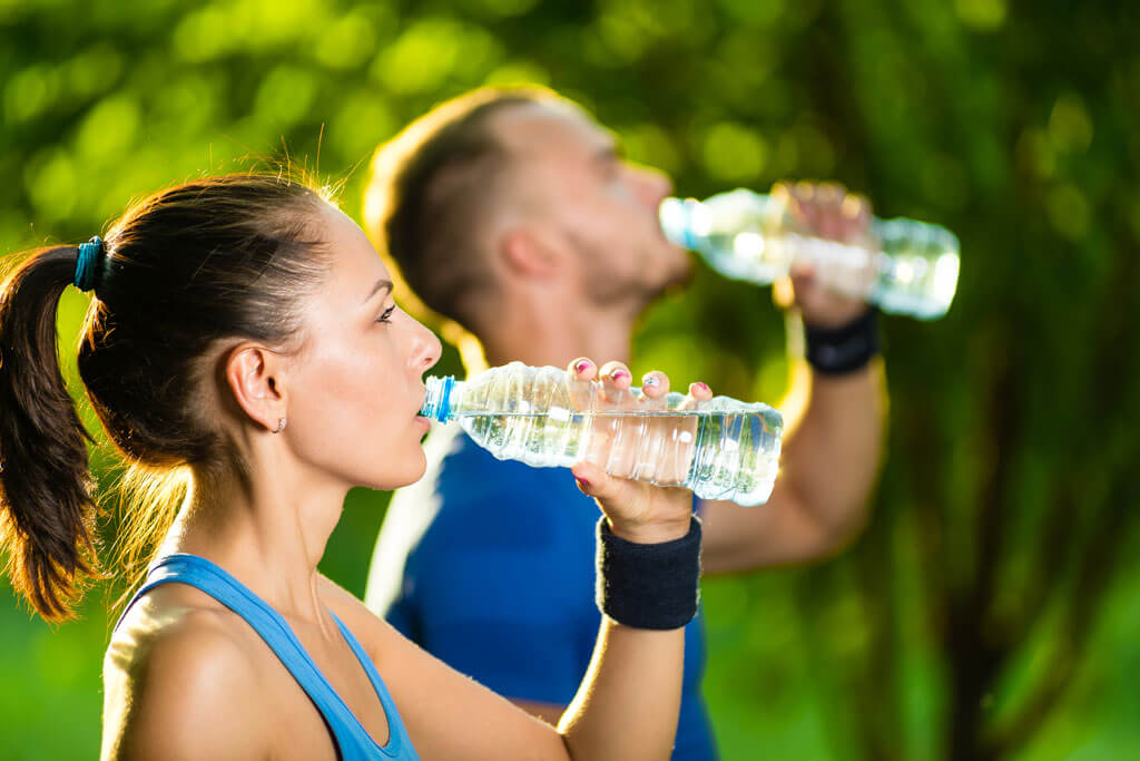 Couple drinking water