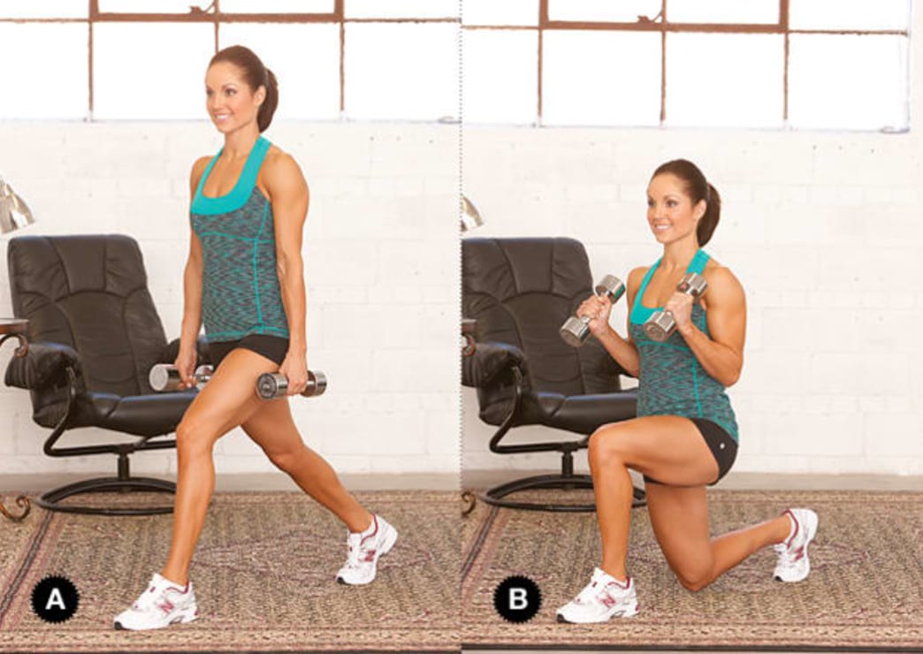 Dumbbell Lunge with Hammer Curl