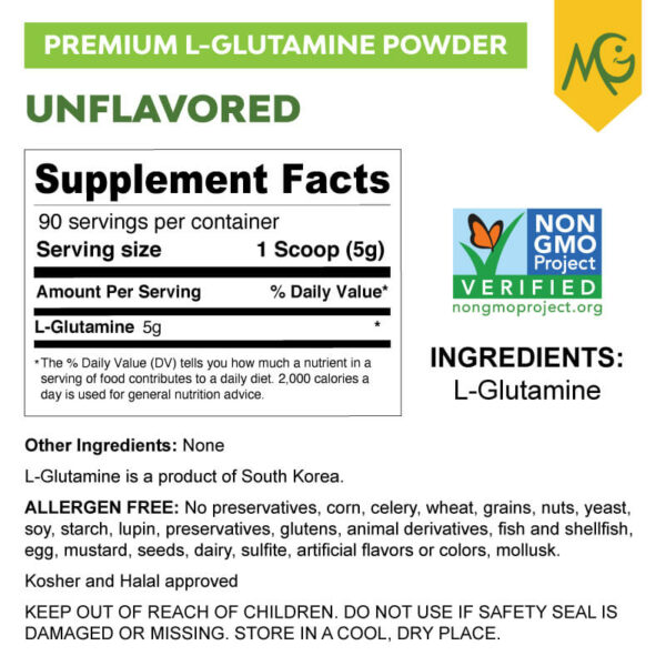 MariGold L-Glutamine Unflavored Supplement Facts