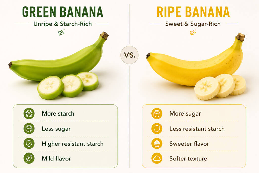 Green Banana Four vs Ripe Banana