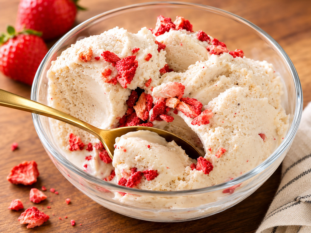 Hot Summer Strawberry Protein Ice Cream